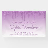 2024 Chique Paarse Glitter Drip Afstuderen Spandoek (Horizontaal)