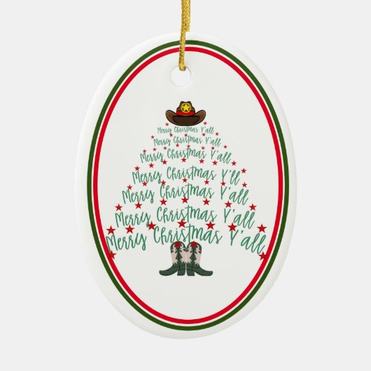 2024 Cowboy Kerstboom gast Keramisch Ornament (Voorkant)