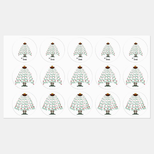 2024 Cowboy Kerstboom Ronde Labels (Vel)