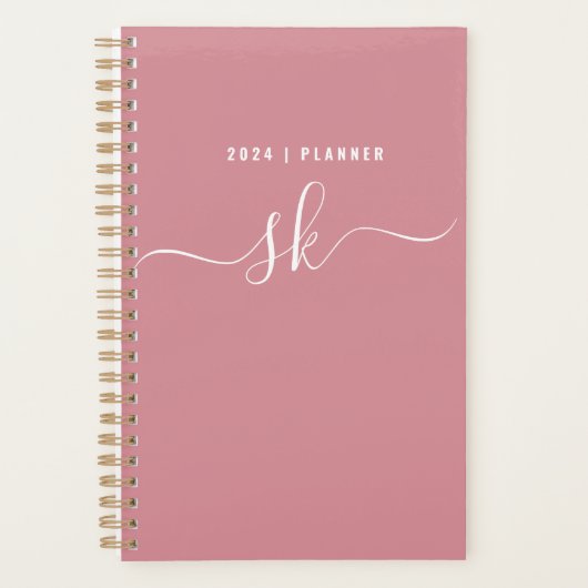 2024 Dusty Pink Weekly Mois Non Daté Planificateur (Devant)