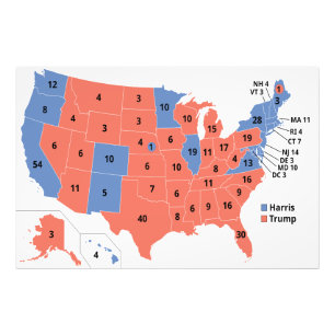 2024 Electoral College Amerikaanse Verkiezingskaar Foto Afdruk
