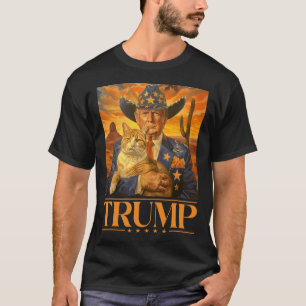 2024 en Cat Western Cowboy Patriotic 4 juli T-shirt