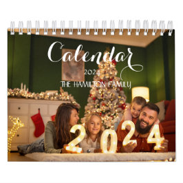 2024 Familie Aangepaste Foto Chic Script Kalender