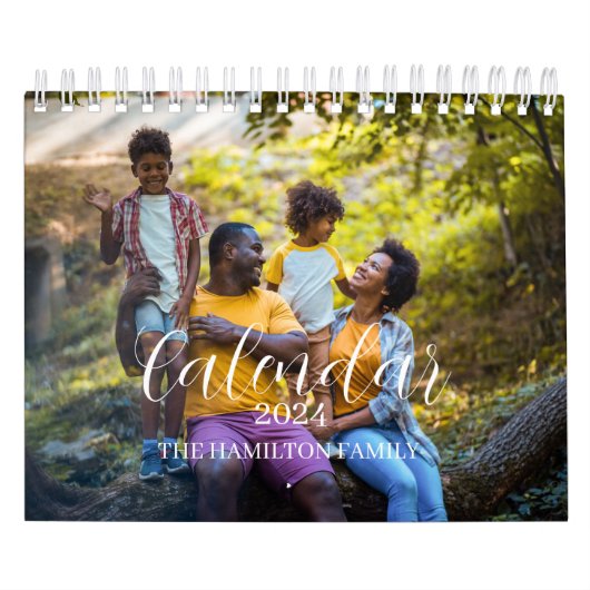 2024 Familie Aangepaste Foto Chic Script Kalender (Hoes)