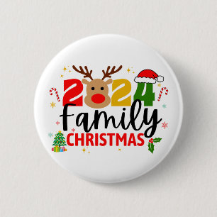 2024 Familie Kerst Ronde Button 5,7 Cm