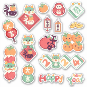 2024 Feestelijke Draak Chinese Maan Nieuwjaar Sticker