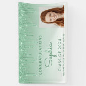 2024 Foto Groene Glitter Drip Afstuderen Spandoek (Verticaal)