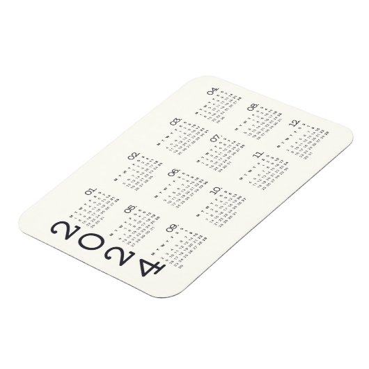 2024 Full Year Calendar Black And White Elegant Magneet (Linkerzijde)