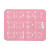 2024 Full Year View Calendar - Basic Pink Minimal Magneet (Horizontaal)