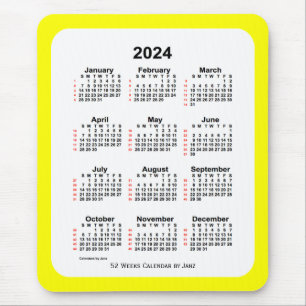 2024 Geel Twee Toon 52 Week Agenda van Janz Muismat