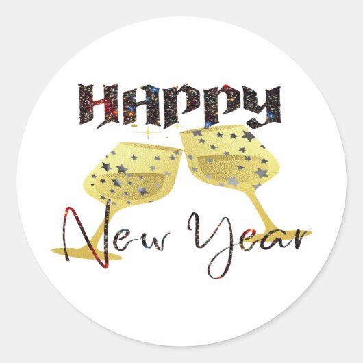 2024 Gelukkig Nieuwjaar Ronde Sticker (Voorkant)