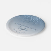 2024 gepersonaliseerd Blue Glitter Drip Afstuderen Papieren Bordje (Gekanteld)
