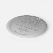 2024 Gepersonaliseerd Silver Glitter Drip Afstuder Papieren Bordje (Gekanteld)