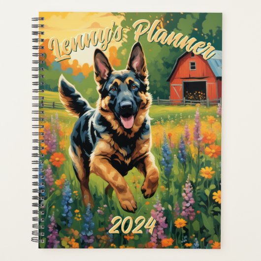 2024 gepersonaliseerde Duitse Herder Planner (Voorkant)