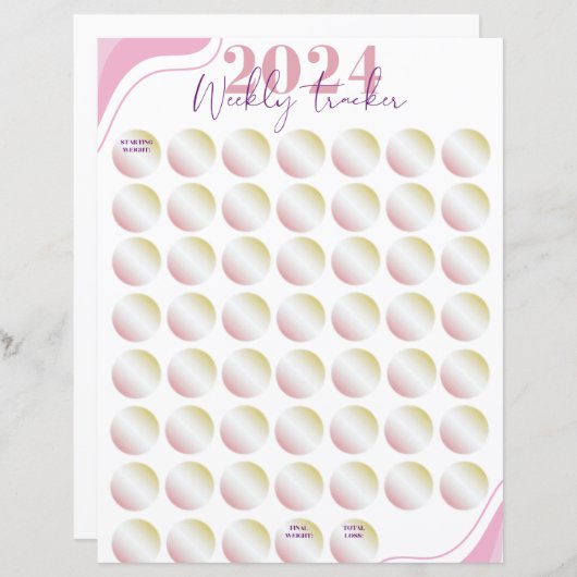 2024 Gewichtsverlies Tracker | Voortgangs Tracker  (Voorkant / Achterkant)