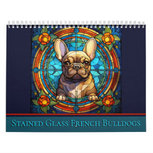 2024 Glas in lood Franse Bulldog Kalender