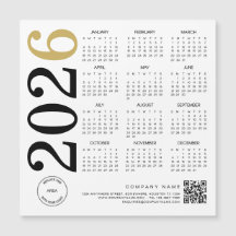 2024 Goud Witte Kalender Logo QR Code Zakelijk