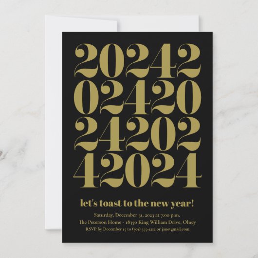 2024 Gouden Oudejaarsavond feest Kaart (Voorkant)