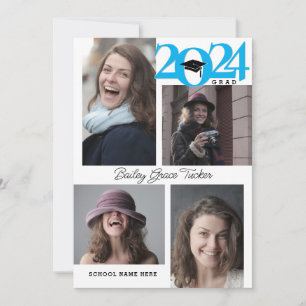 2024 GRAD Modern Afstudeerfoto met 5-foto collage Aankondiging