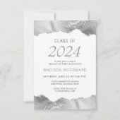 2024 Graduation Photo Grey Argent Agate Invitation (Devant)