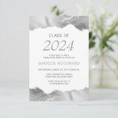 2024 Graduation Photo Grey Argent Agate Invitation (Debout devant)