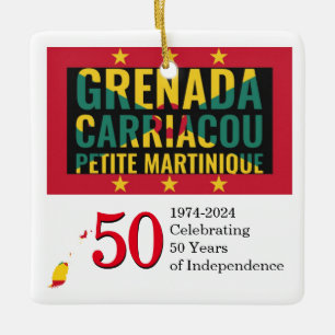 2024 GRENADA 50ste Jubileum Onafhankelijkheid Keramisch Ornament
