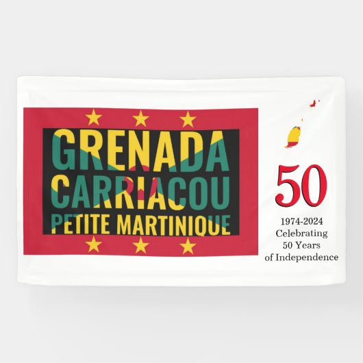 2024 GRENADA 50ste Jubileum Onafhankelijkheid Spandoek (Horizontaal)