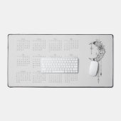 2024 Grijze Maan Kalender Bureaumat (Keyboard & Muis)