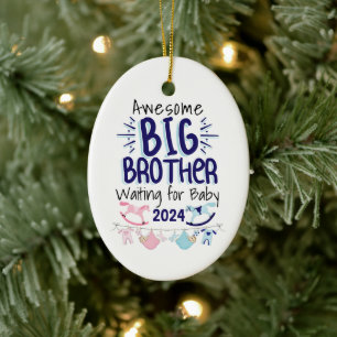 2024 Grote Zus Wachten op Nieuwe Baby Sibling Keramisch Ornament