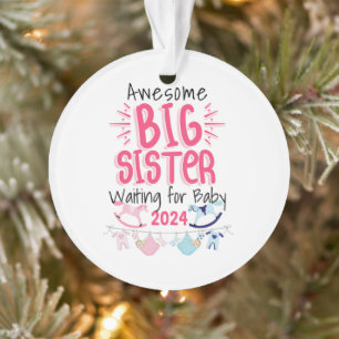 2024 Grote Zus Wachten op Nieuwe Baby Sibling Ornament