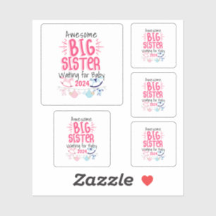 2024 Grote Zus Wachten op Nieuwe Baby Sibling Sticker