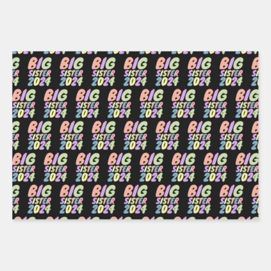 2024 Grote Zuster Girly Stippen Inpakpapier Vel (Voorkant)