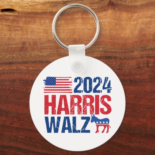 2024 Harris Walz Democraat Donkey Amerikaanse Verk Sleutelhanger (Achterkant)