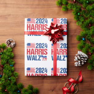 2024 Harris Walz Patriottische Amerikaanse Vlag Cadeaupapier