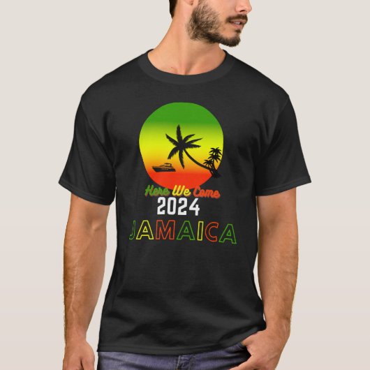 2024 Hier komen we Jamaica met afbeeldingen in Jam T-shirt (Voorkant)