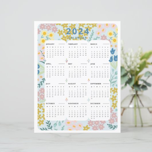 2024 In een oogopslag Kalender Bloemen Kantoor Dec (Staand voorkant)