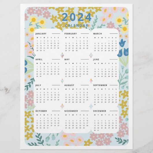 2024 In een oogopslag Kalender Bloemen Kantoor Dec Flyer (Voorkant)