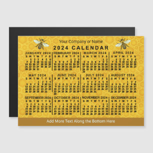2024 Jaar Kalender Bijen Honingraat Apiary Custom Magnetische Uitnodiging