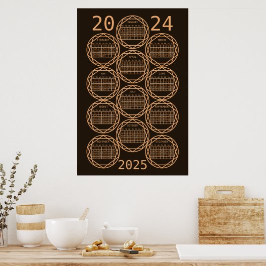 2024 jaar Kalender Poster (Keuken)