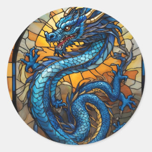 2024 Jaar van Blue Dragon Ronde Sticker