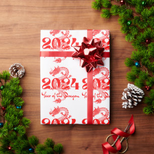 2024 Jaar van de Draak Chinees Nieuwjaar Cadeaupapier