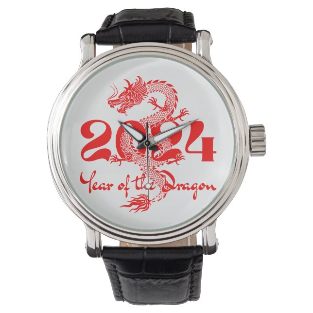 2024 Jaar van de Draak Chinees Nieuwjaar Horloge (Voorkant)