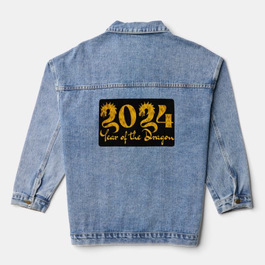 2024 JAAR VAN DE DRAAK GOUD DENIM JACKET (Achterkant)