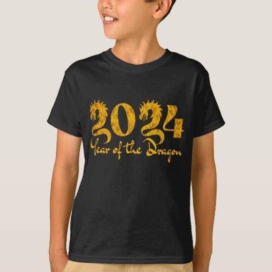 2024 JAAR VAN DE DRAAK GOUD T-SHIRT (Voorkant)