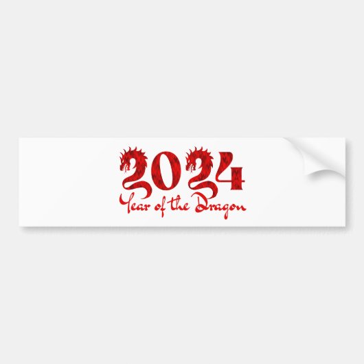 2024 JAAR VAN DE DRAGON RODE BUMPERSTICKER (Voorkant)