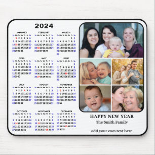 2024 Kalender 5 Familie Foto US Feestdagen Eenvoud Muismat