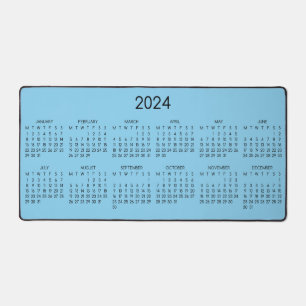 2024 Kalender Baby Blauwe Kleur Achtergrond Bureaumat