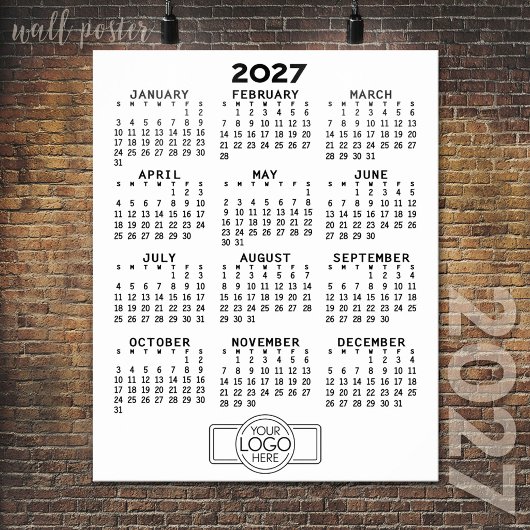 2024 Kalender - Basic Zwart Wit Minimaal Poster