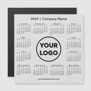 2024 Kalender Bedrijf Logo op Lichtgrijze Magneet