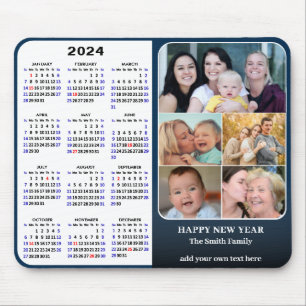 2024 Kalender Blauw Familie Fotocollage US Vakanti Muismat